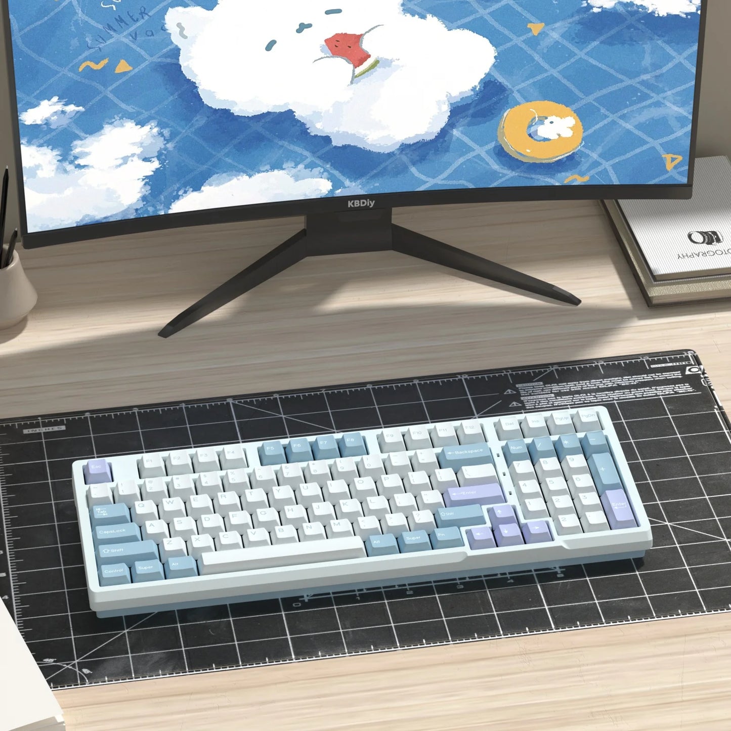 Keycaps KBDiy GMK Illusion perfil Cherry de PBT de doble inyección ISO para kit de teclado mecánico gamer, estilo retro gaming