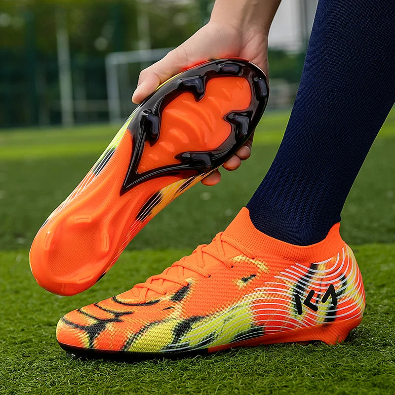 New Men’s Football Boots Outdoor Sneakers High-Quality Grass Cleats Soccer Shoes Boys Match Hot-Selling Non-Slip High-Top Light