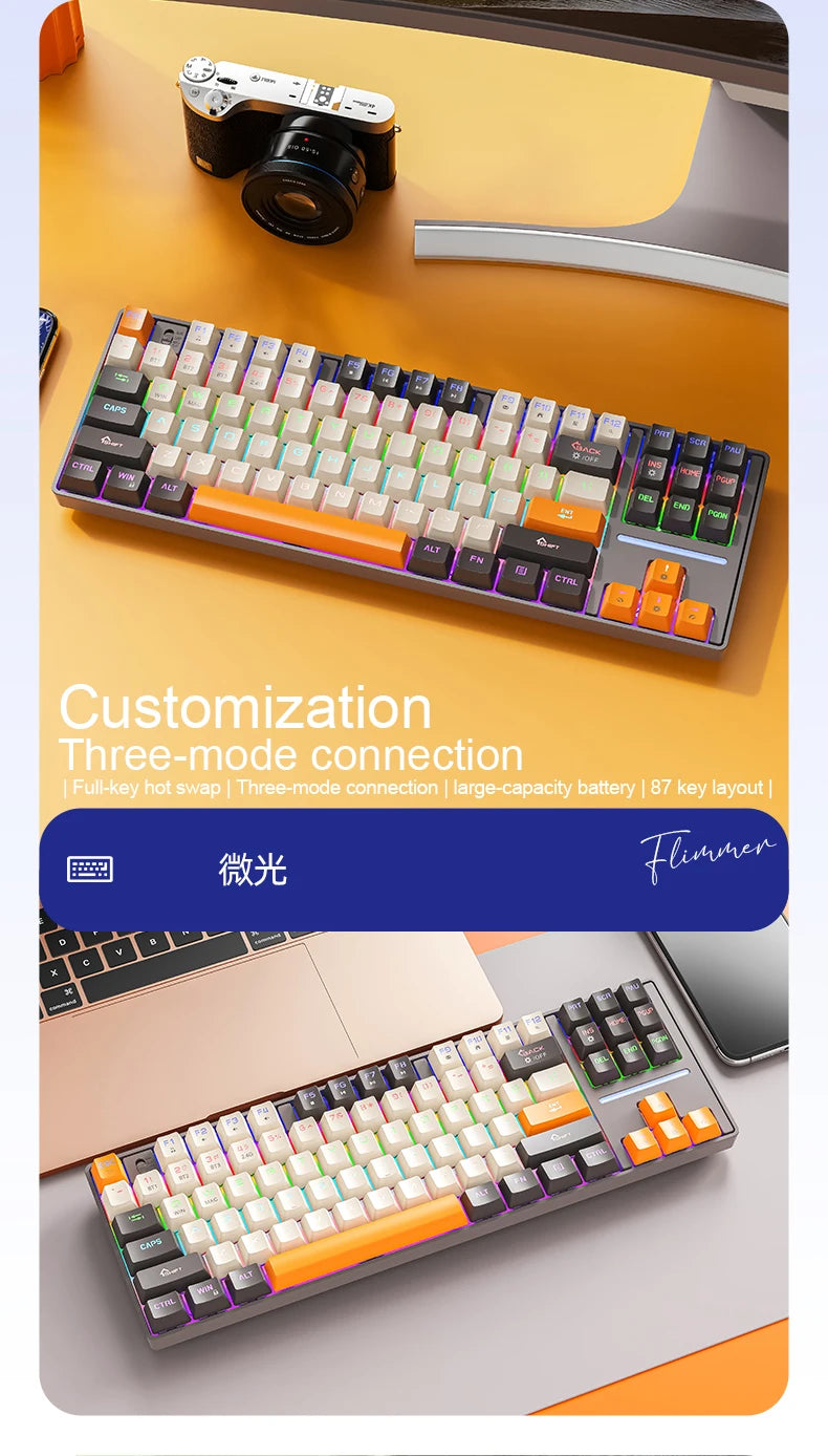 Teclado mecánico inalámbrico Bluetooth SMAILWOLF MK87 para gaming e-sports, teclas completas, hot-swap, teclado personalizable