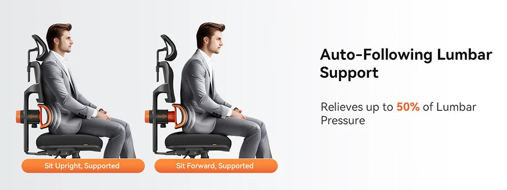 NEWTRAL NT001 Ergonomic Office Chair with Auto-Following Lumbar Support, 3 Recline Angles, Adjustable Backrest Armrest Headrest