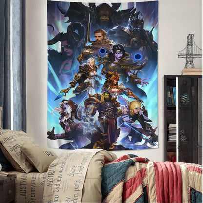 Μεγάλη επιτοίχια ταπισερί με εκτύπωση Hot Game World Of Warcraft, οικονομική χίπικη διακόσμηση τοίχου, μποέμ επιτοίχιες ταπισερί, μάνταλα για διακόσμηση σπιτιού