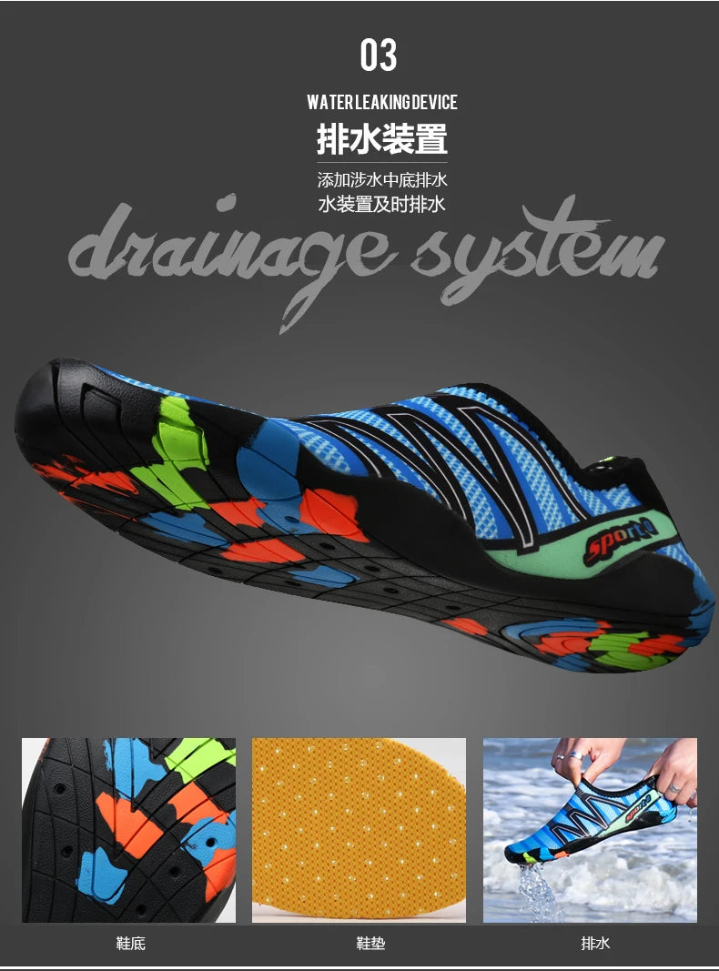 Scarpe da acqua ad asciugatura rapida per spiaggia, unisex, pantofole aqua da nuoto barefoot, scarpe da surf e risalita del fiume, calze outdoor leggere estive
