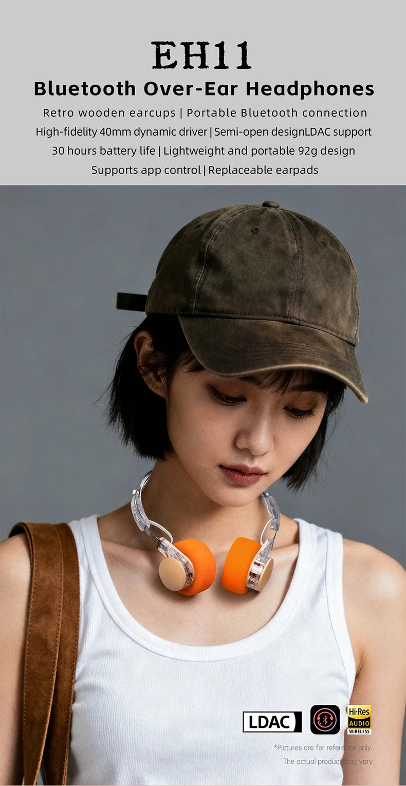 Cuffie Bluetooth on-ear FIIO EH11 – Headset wireless Hi-Res LDAC con bassi potenti, batteria 30H, connessione a doppio dispositivo e design rétro leggero