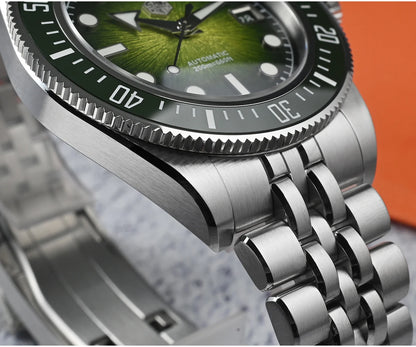 Relógio de mergulho de luxo para homem San Martin 40mm Miyota 9015, mostrador em esmalte sunburst, relógio de pulso mecânico automático, resistente à água 200m, SN0148