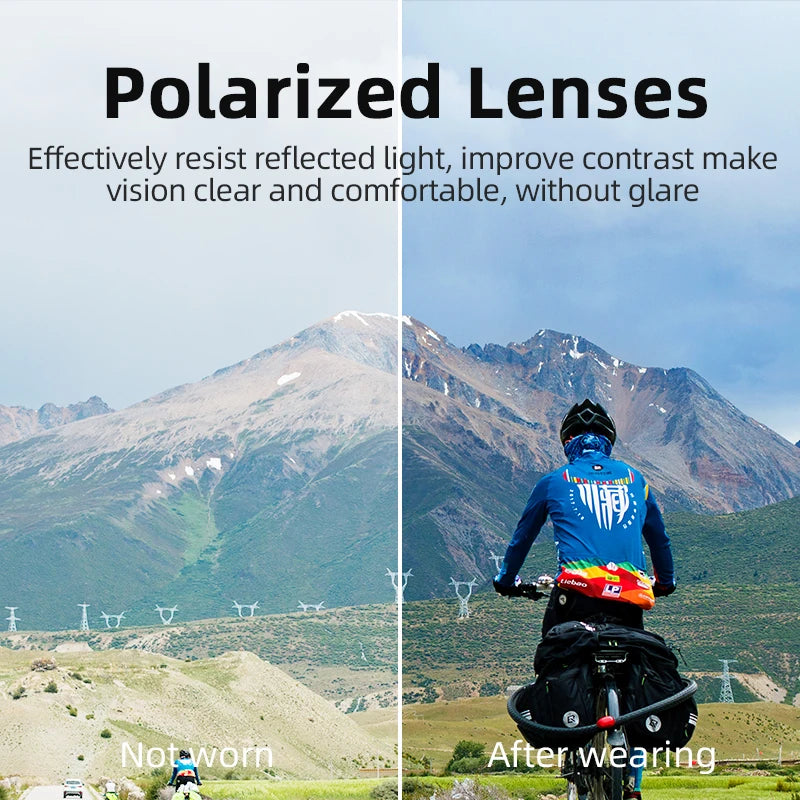 ROCKBROS Polarized Bike Glasses UV400 Sun Protection Cycling Sunglasses Ultralight Large Frame MTB Road Bicycle Eyewear Glasses