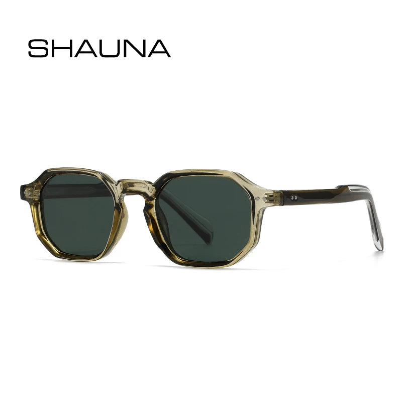 SHAUNA New Polygon Square Men Polarized Sunglasses Retro Rivets Women Blue Green Shades UV400