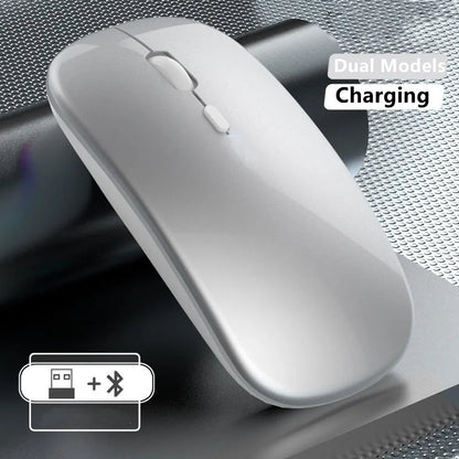 Rato sem fios recarregável de modo duplo, compatível com Bluetooth, 2.4G USB, para computador portátil, iPad, tablet e notebook, rato gaming