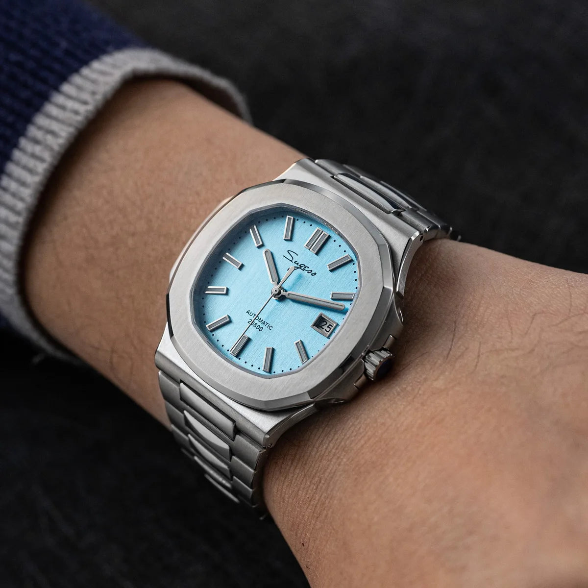 Orologio da uomo Sugess automatico meccanico, movimento Miyota 9015, quadrante MOP, luminoso, impermeabile 5bar, bracciale di lusso S466