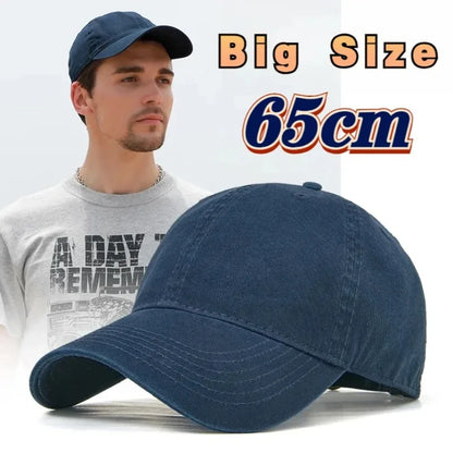 Jednobarevná velká měkká bavlněná baseballová čepice pro muže, 63 cm, klasická plus snapback čepice, dámský golfový klobouk proti slunci, 59–62 cm