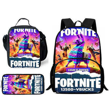 Set scuola classico FortniteS per bambini: zaino, borsa pranzo e astuccio, borse scolastiche capienti per bambino e bambina, idea regalo perfetta