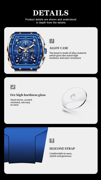 LIGE Man Watch Fashion Luxury Waterproof Silicone Strap Quartz Men's Watches Luminous Sports Auto Date Chronograph Simple Clocks