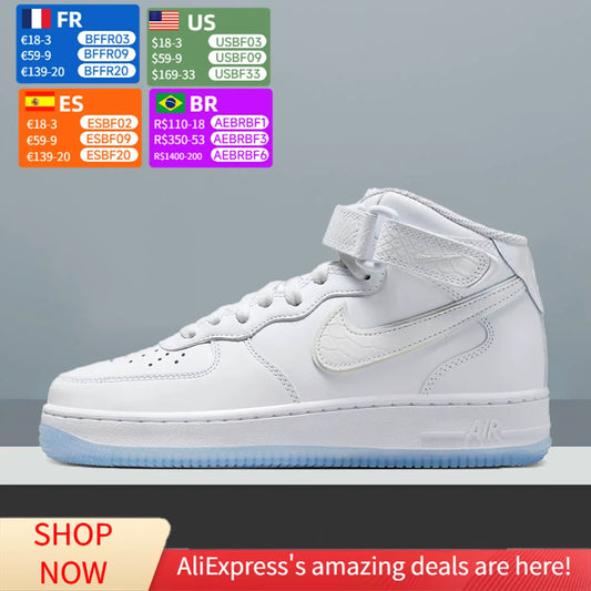 Nike Air Force 1 Stylish and Versatile Unisex Mid-Top Skate Shoes Slip-Resistant and Durable Casual Shoes FN4274-100