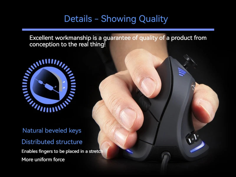 Mouse verticale ZELOTES C-18, mouse ottico RGB a 11 tasti con joystick, mouse gaming laser programmabile per PC e gamer