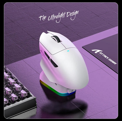 ATTACK SHARK V6  Wireless Gaming Superlight Mouse with RGB Magnetic Charging Dock,PAW3311 Sensor,Macro Gaming Mouse