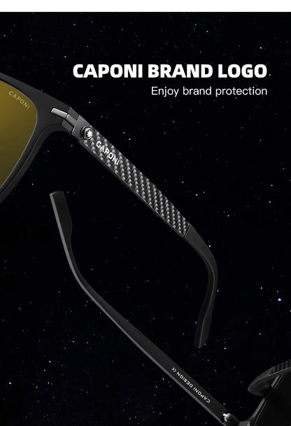 CAPONI Night Vision Men Sunglasses Original Designer High Quality Carbon Fiber Yellow Sun Glasses Photochromic Eyewear BSYS24716