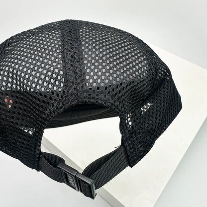 Cappellini da baseball unisex semplici in rete con lettere, parasole, ad asciugatura rapida, traspiranti, con visiera corta e a punta, versatili, alla moda, per attività all’aperto