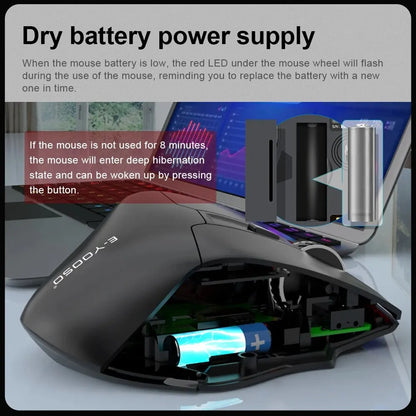 Ratón gaming E-YOOSO X-31 Pro USB grande con Bluetooth 2.4G inalámbrico, PAW3212, 4800 DPI, para gamers, ordenador portátil y PC