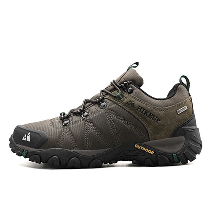 HIKEUP Pantofi de drumeție pentru bărbați, pentru patru sezoane, sport outdoor, piele naturală, rezistenți la uzură, pantofi de escaladă cu talpă din cauciuc, sneakeri de trekking