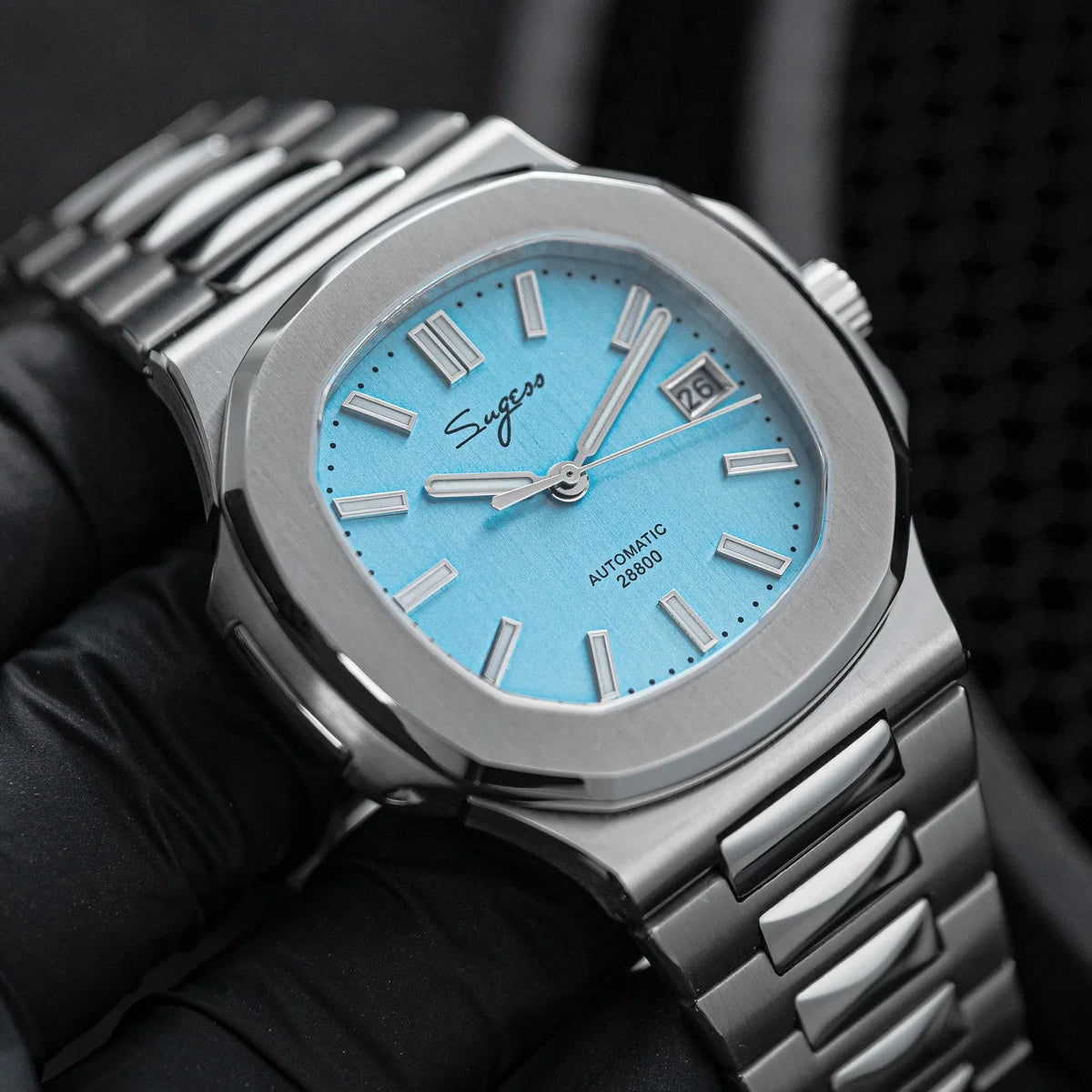 Orologio da uomo Sugess automatico meccanico, movimento Miyota 9015, quadrante MOP, luminoso, impermeabile 5bar, bracciale di lusso S466