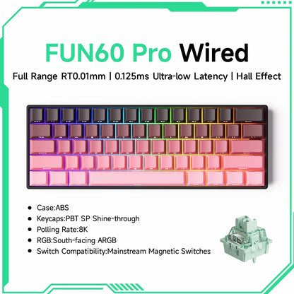 Akko MonsGeek FUN68 FUN60 PRO&MAX Tastiera magnetica HE 60% 65% Tastiere da gaming Rapid Trigger 8K Tastiera custom per gamer Esports