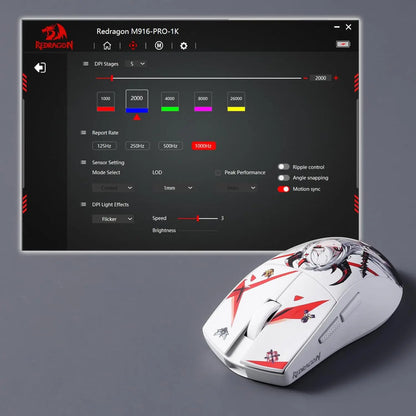 Mouse gaming Redragon M916AK PRO 3-Mode Anime 42G ultraleggero 26K DPI con pulsanti completamente programmabili