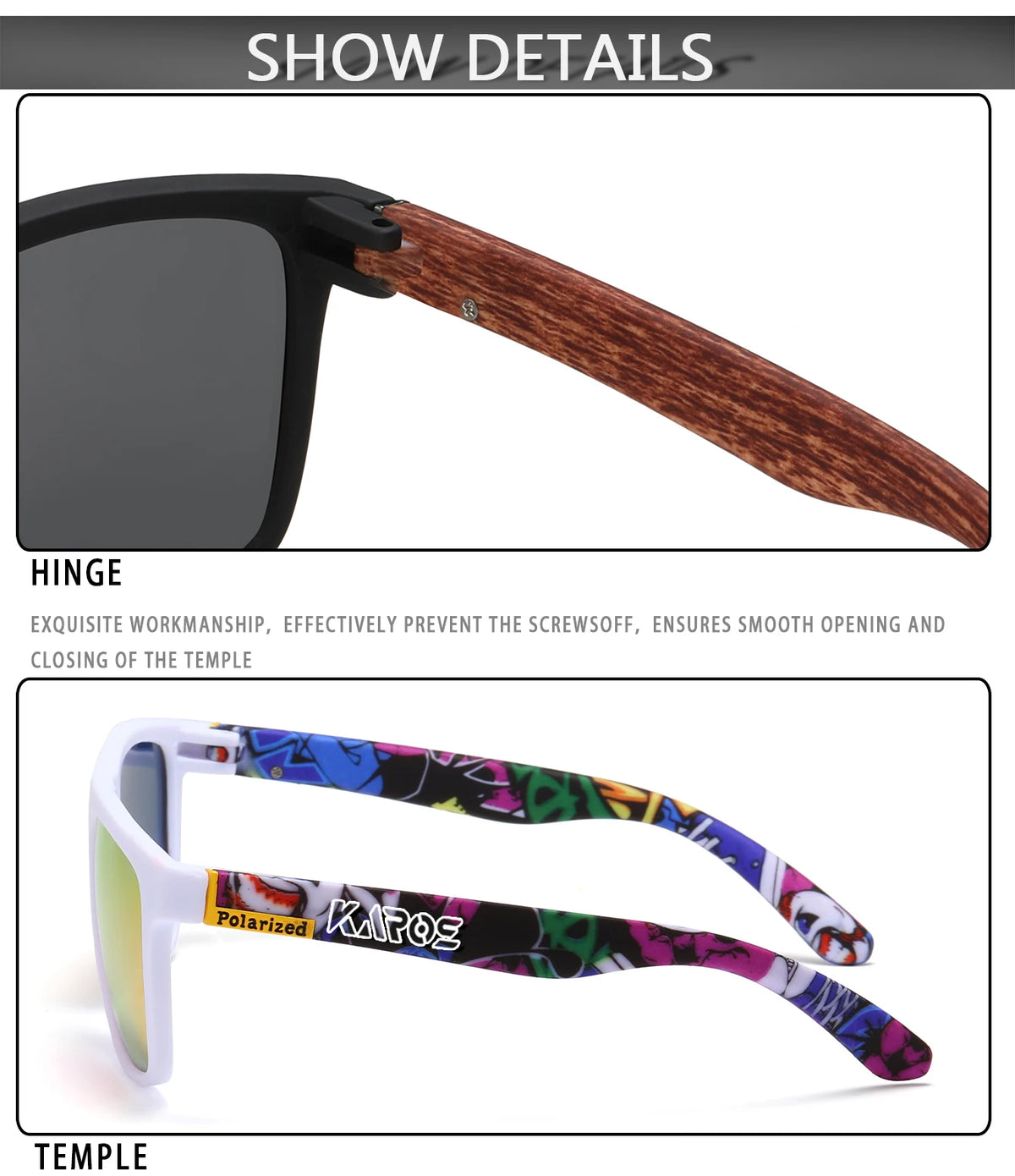 Karos Vintage Polarized Sunglasses Fashion Square Travel Driving Fishing Glasses Men Women Sports UV400 Eyewear Box YZ2024WB
