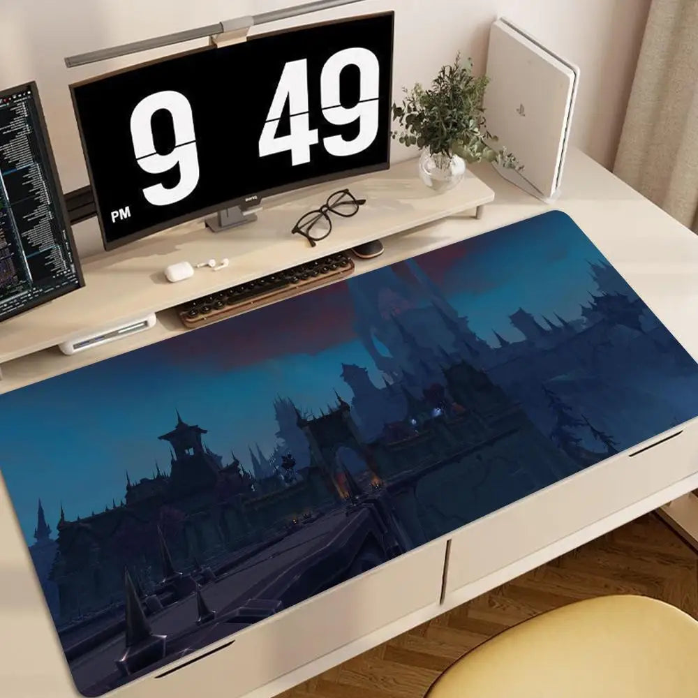 World of Warcraft anime XXL gamingmuismat-deskmat met vergrendelde rand, toetsenbord- en muismat voor kantoor, gamer-computeraccessoires HYBXXC