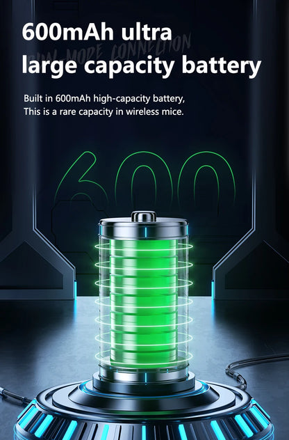 Mouse gaming wireless Warvank SX01 con display smart, regolazione DPI a 6 velocità, batteria ricaricabile da 600mAh, mouse Bluetooth silenzioso per ufficio
