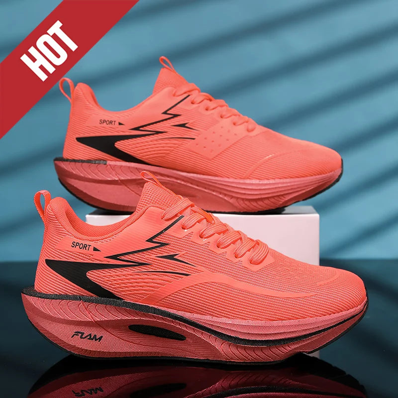 Ténis de Corrida NOVOS com Placa de Carbono para Maratona, Homem e Mulher, Desportivos, Respiráveis, Leves, Confortáveis, Antiderrapantes e Casuais