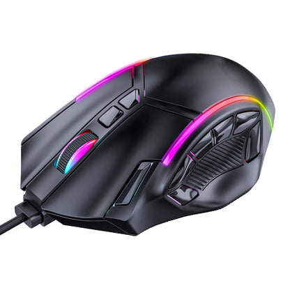 Ratón gaming RGB con cable 12800DPI, 12 teclas, definición de macros, accesorios de repuesto para ordenador, funcionamiento fotoeléctrico