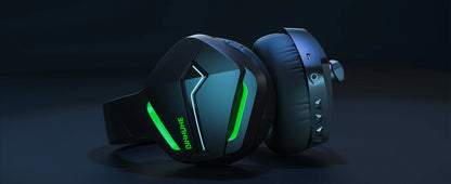 Casque de jeu sans fil double BINNUNE avec micro pour PC PS4 PS5, casque de jeu Bluetooth pour ordinateur portable, écouteurs de jeu