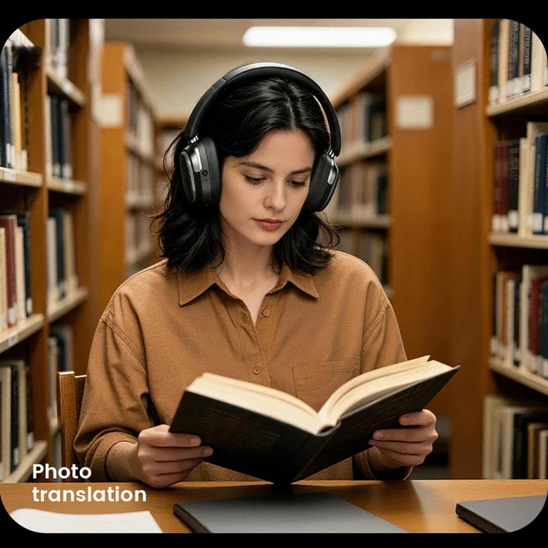 Casque audio supra-auriculaire intelligent avec caméra HD 8MP, reconnaissance d'objets par IA, traduction par IA, casque Bluetooth pour les voyages et les études