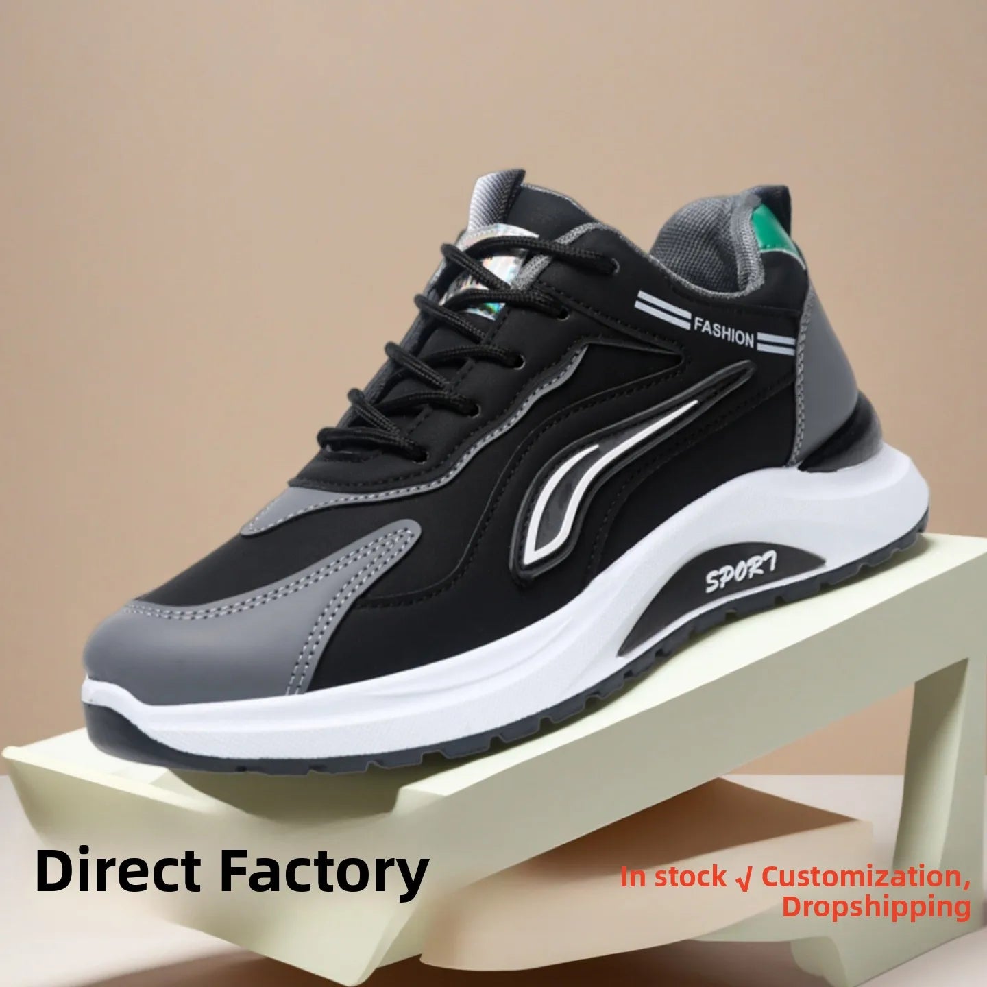 Modne męskie buty sportowe w koreańskim stylu, sznurowane, casualowe, do biegania, wygodne, oddychające, z grubą podeszwą