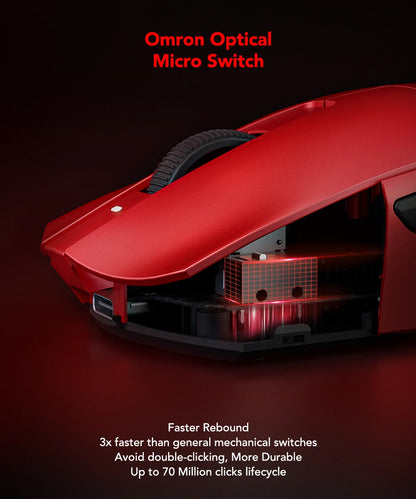 Ratón gaming KYSONA serie Jupiter con cable e inalámbrico, 8Khz, sensor PAW3950, Bluetooth, 46g, recargable, controlador web para PC y portátil