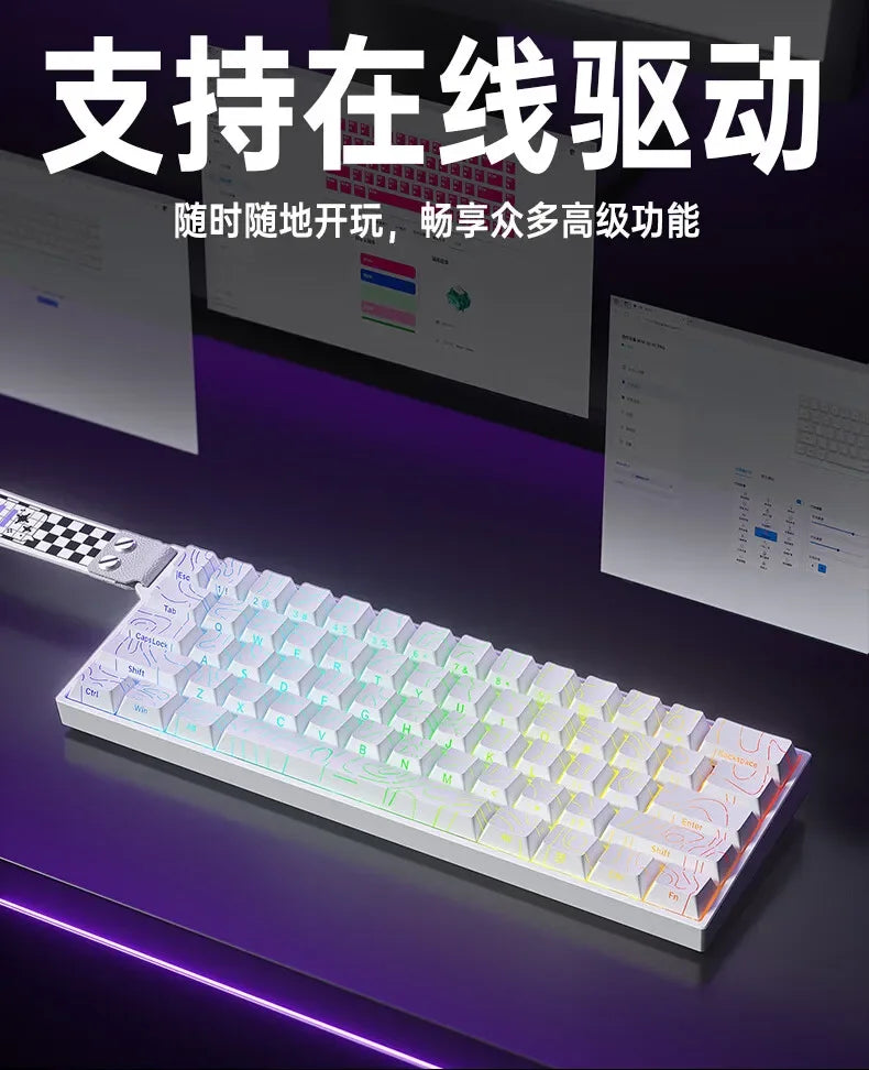 AULA Mini60 HE Magnetic Switch Keyboard RGB Tri Mode Wireless Mechanical Keyboard 8000Hz 0.01mmRT Gaming Keyboard Gamer Gifts