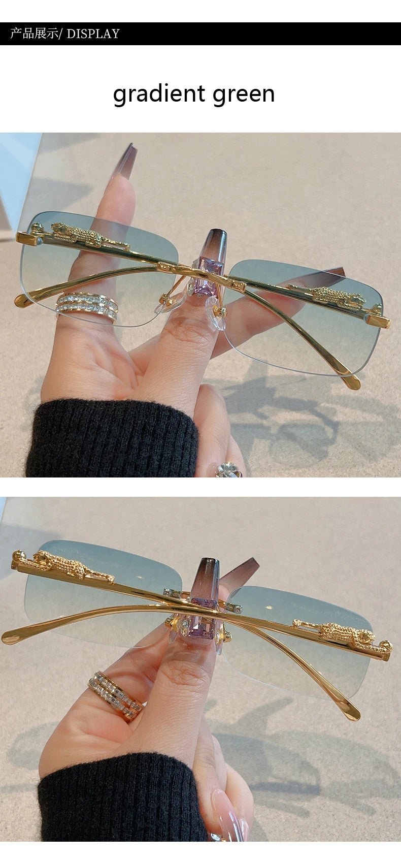 Cycling 12pcs Brand Leopard Rimless Rectangle Sunglasses Fashion Y2K Frameless Sun Glasses Shades for Women Men UV400