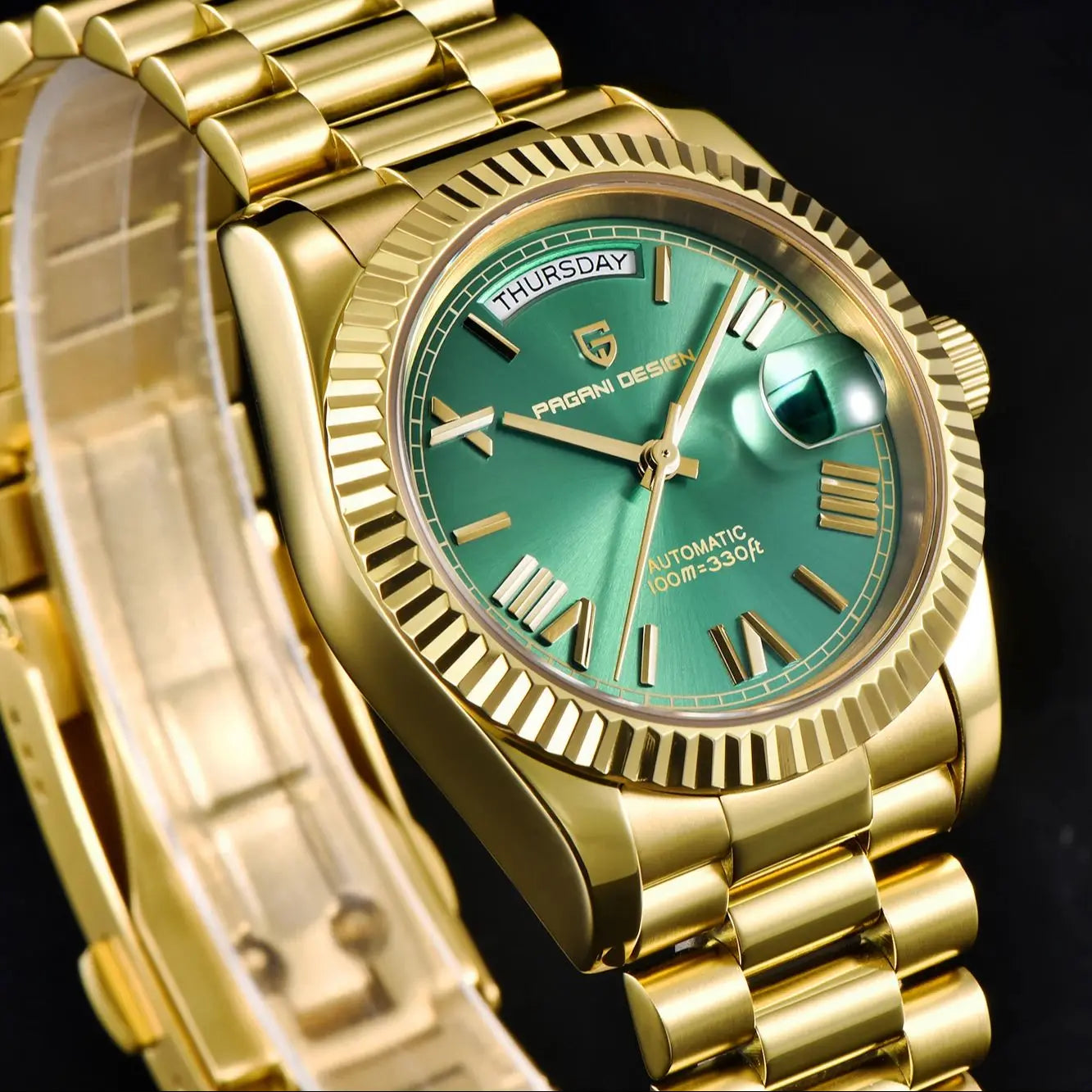 PAGANI DESIGN 2026 New Gold Green 40MM Date Week Men's Watches Automatic Watch Men AR Sapphire Glass NH36A Mechanical Wristwatch