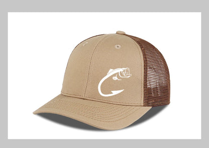 Bass Fish Hook Print Trucker Hat Podesiva uniseks kapa s mrežicom za pecanje, ventilator i sunce