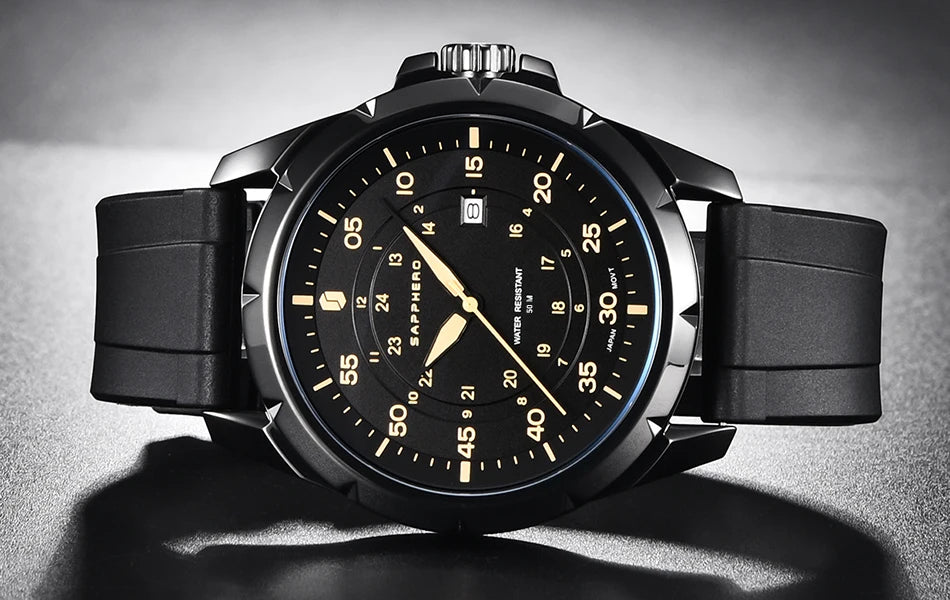 Reloj para hombre SAPPHERO: reloj de cuarzo de lujo, resistente al agua hasta 50 m, equipado con un mecanismo importado y una caja de acero inoxidable. Una idea de regalo ideal para hombre.