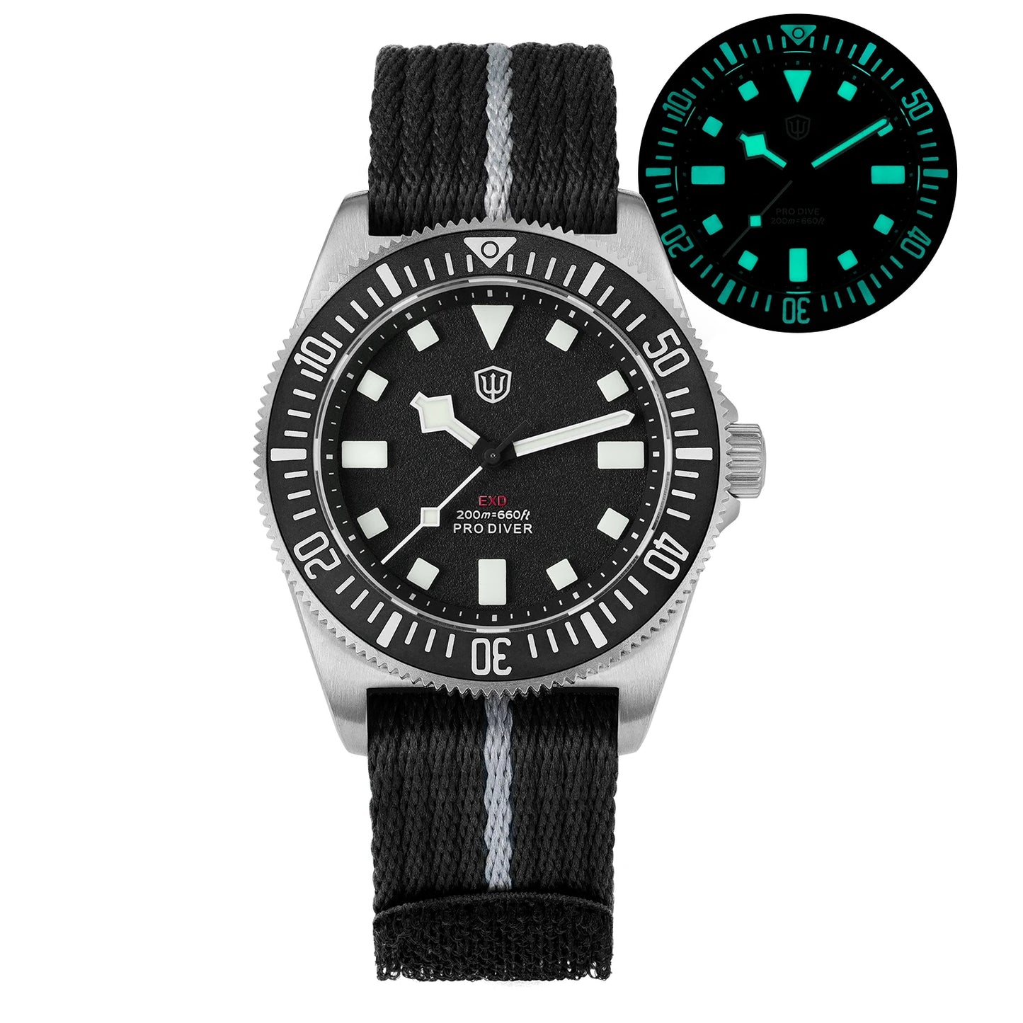 Watchdives EXD 40Mm Titanium Dive Watch Men's VH31 Sweep Quartz Watches 200 Waterproof AR Sapphire BGW9 Luminous 316L Wristwatch