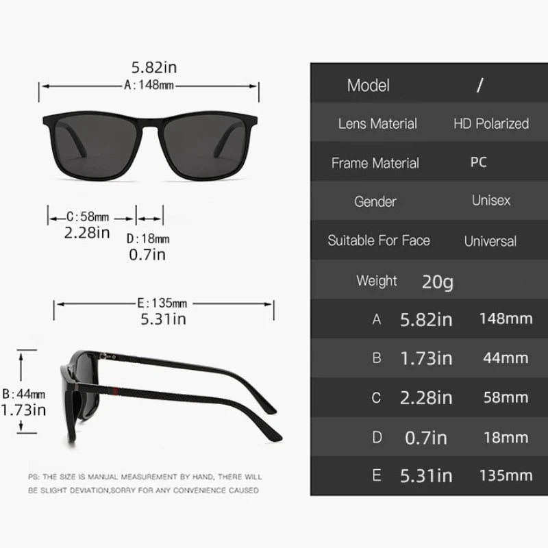 New Luxury Brand Polarized Sunglasses Men Square Frame Classic Women Glasses Driving Fishing Eyewear Gafas De Sol Hombre