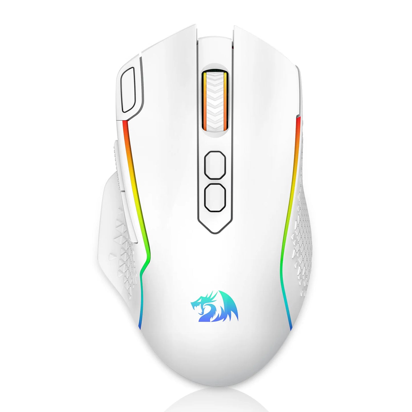 Ratón gaming inalámbrico Redragon M810 Pro, ratón gamer con cable de 10000 DPI con tecla Rapid Fire, 8 botones macro, negro/blanco