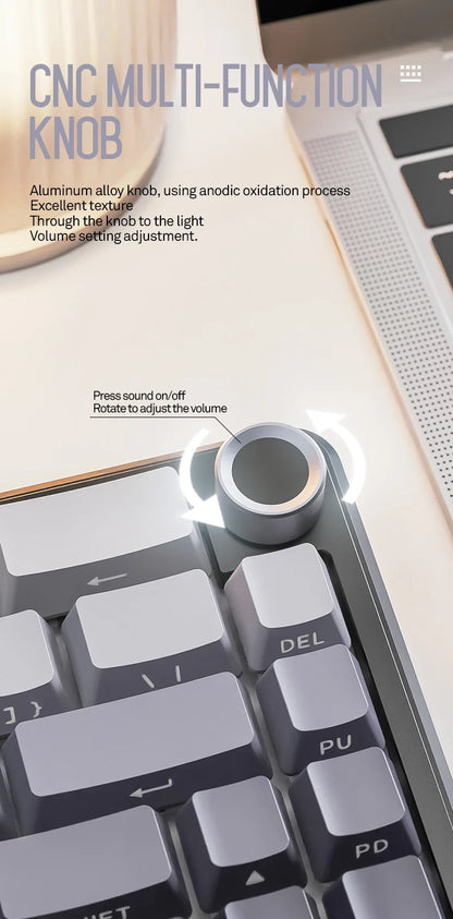Teclado mecánico inalámbrico Attack Shark X66 con diseño compacto 65%, retroiluminación RGB, montaje gasket, hot swap, Bluetooth, USB-C, PBT y batería de gran capacidad