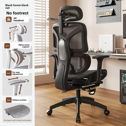 UVR Ergonomic Gaming Chair Comfortable Computer Chair with Footrest, Adjustable Office Chair, Reclining E-Sports Chair for Long Sitting and Work