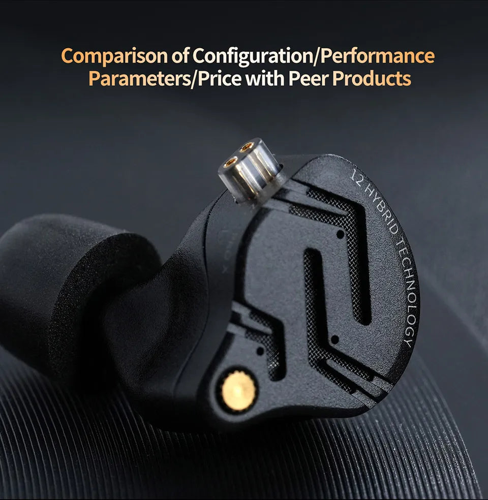 KZ ZS12 PRO X Hybrid Dynamic Balanced Armature IEM Earphones, HiFi In-Ear Monitor Headphones with Detachable Silver-Plated Cable, Studio-Grade Wired Earbuds