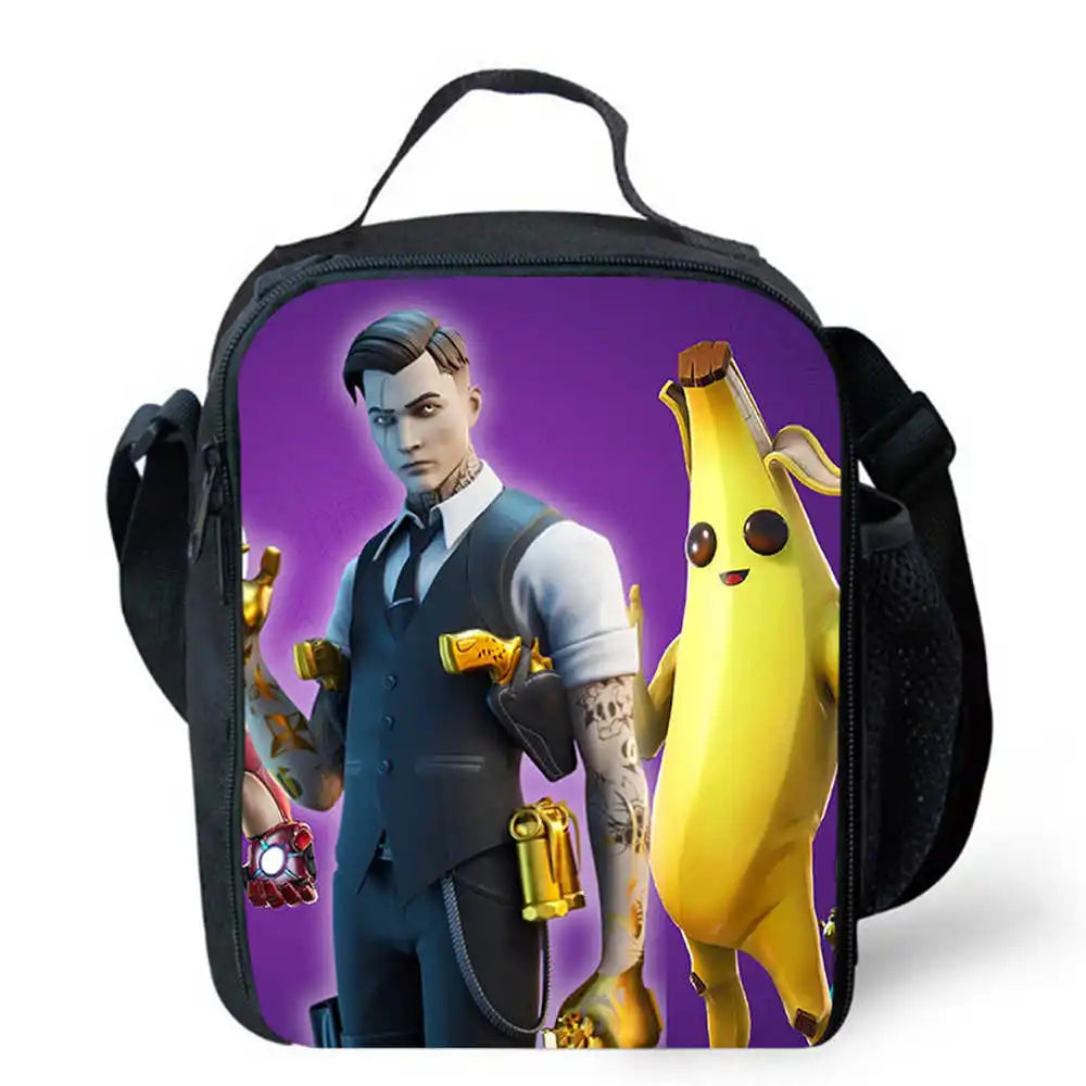 Sacos de Almoço para Crianças, Sacos de Piquenique Escolar Cartoon Fort-nite para Meninas e Meninos, Sacos de Almoço Térmicos para Crianças, Portáteis e Leves