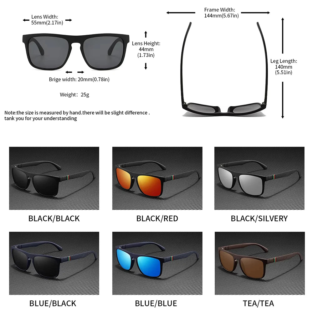 3pcs Fantasy Square Polarized Sunglasses AntiGlare UV400 Glasses Brand Designer Summer Party Driving Fishing Christmas Gift