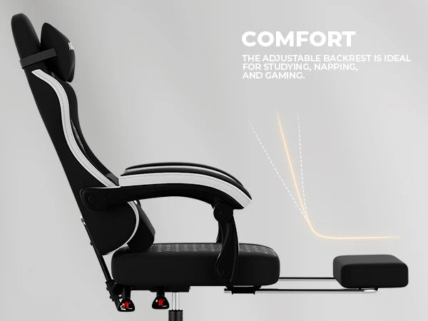 Gaming Chair High Back Ergonomic Office Chair with Footrest, Reclining Computer Gaming Chair, Adjustable Swivel Executive Desk Chair with Lumbar & Headrest Support