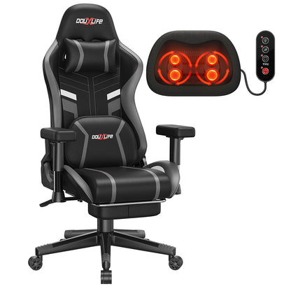 GC-RC03 Ergonomic Gaming Chair with Massage & Heating, 175° Reclining Computer Chair, Lumbar Support Office Chair with Footrest