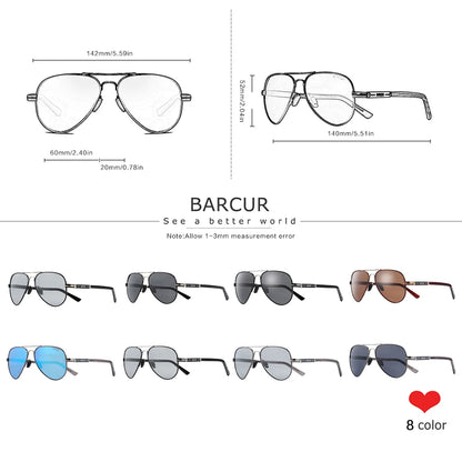 BARCUR Polarized Mens Sunglasses Pilot Sun Glasses for Men Accessories Driving Fishing Hiking Eyewear Oculos Gafas De Sol